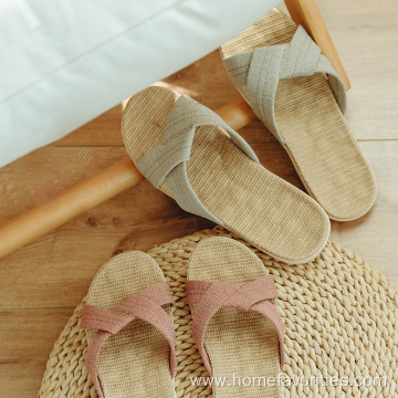 Home Breathable Non-slip Mute Flax Slides